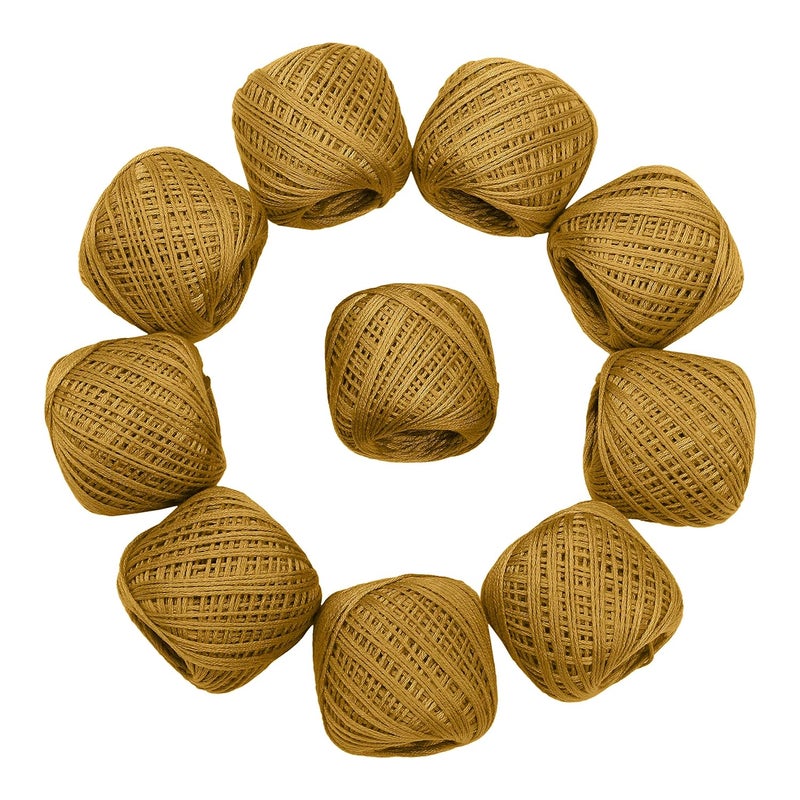 CORIOX Crochet Thread Set Of 10 Ball Crochet Cotton Thread Yarn For Knitting & Craft Making. Size 20 Gram 55 To 60 Mtr Approx (Light Brown), 230 Gm - Image 2