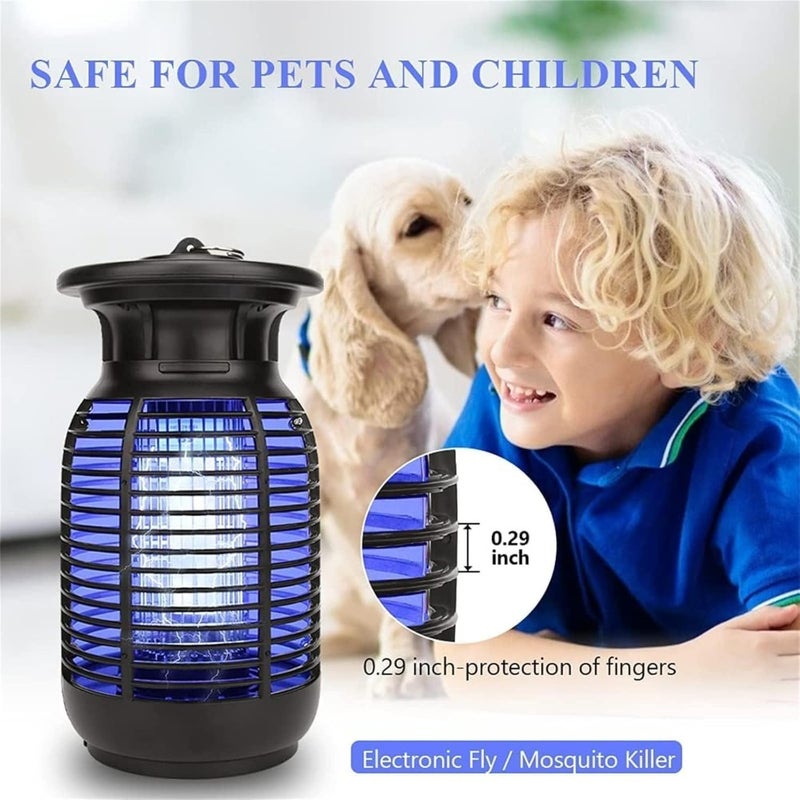 Bug Zapper, Electric Bug Zapper with 365NM UV Light, Waterproof, 2600V High Voltage Grid, Safe Silent ABS Housing, Removable Tray, 360 50M2 Area, Hanging Hook Base for Patio Yard - Image 5
