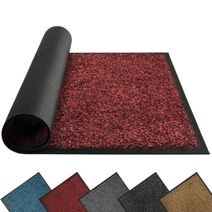 FRONT DOOR MAT DIRT TRAPPER WELCOME MAT FOR OUTDOOR INDOOR NONSLIP WATERPROOF DOORMAT DURABLE MACHINE WASHABLE LOW PROFILE ENTRY RUG FOR BACK DOOR OUTSIDE PATIO PORCH 32 X 20 RED