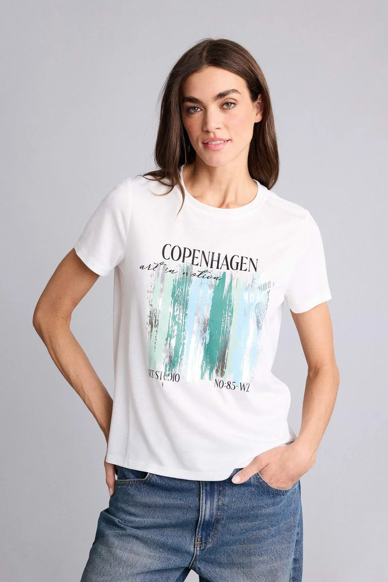 ديفاكتو Regular Fit Crew Neck Printed Short Sleeve T-Shirt