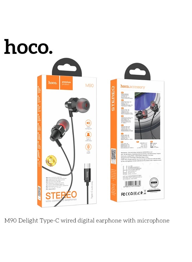 هوكو. سماعة أذن رقمية سلكية M90 Delight Type-C مزودة بميكروفون - Image 5