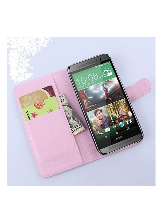 NIBEMINENT Leather Slim Wallet Phone Case With Card Slots For Htc One M9 Pink  - Image 3