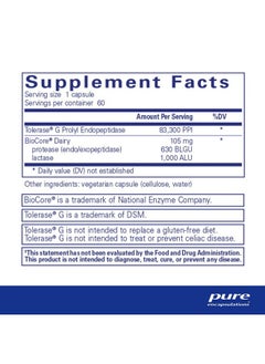 بيور إنكابسيليشن Pure Encapsulations Gluten/Dairy Digest | مزيج فريد من الإنزيمات لدعم الهضم الصحي للغلوتين ومنتجات الألبان* | 60 كبسولة  - Image 2