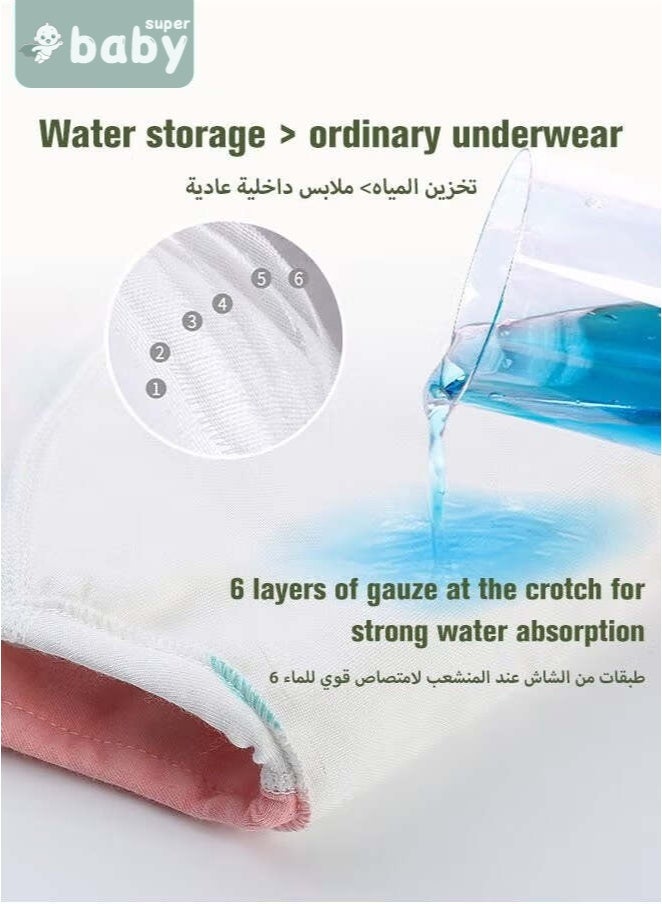 SuperBaby 4 Piece Potty Training Underwear, 6 Layers Breathable Cotton Absorbent Trainer Pants for Toddler Baby Boys Girls Waterproof - Image 5