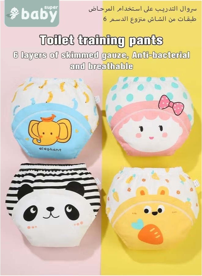 SuperBaby 4 Piece Potty Training Underwear, 6 Layers Breathable Cotton Absorbent Trainer Pants for Toddler Baby Boys Girls Waterproof - Image 2
