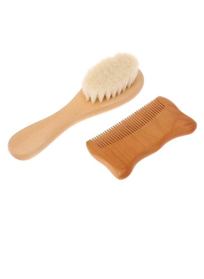 2-Piece Natural Wooden Baby Hair Brush And Comb Set - Image 2