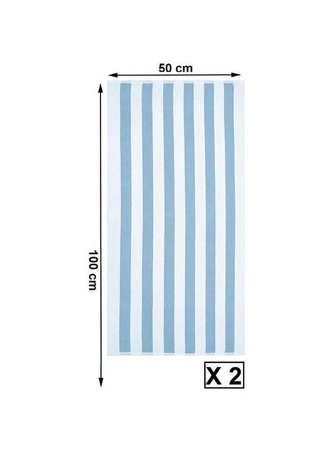 Signoola 2 Kids Beach towels 50 x 100 cm Light Blue Stripes, 100% cotton.