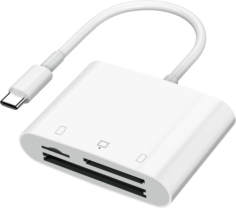 SUNTRSI SD Card Reader USB C for iPhone 15/Android Phone/iPad/Mac/Laptop, Three Card Slot Micro SD Card Reader Supports SD Micro SD CF Card, Digital Camera Viewer Memory Card Reader Plug and Play - Image 1