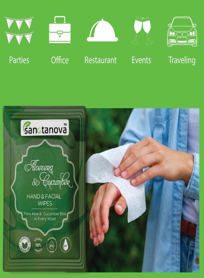 SANCTANOVA Aloe Vera Refreshing Wet Wipes for Face & Hand - Individually Wrapped | Soft Facial Wipes | Wet Wipe for Face Cleaning & Daily Use | Wet Wipes Single Sachets (50 Count) - Image 3