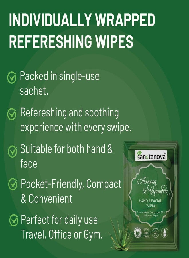 SANCTANOVA Aloe Vera Refreshing Wet Wipes for Face & Hand - Individually Wrapped | Soft Facial Wipes | Wet Wipe for Face Cleaning & Daily Use | Wet Wipes Single Sachets (50 Count) - Image 5
