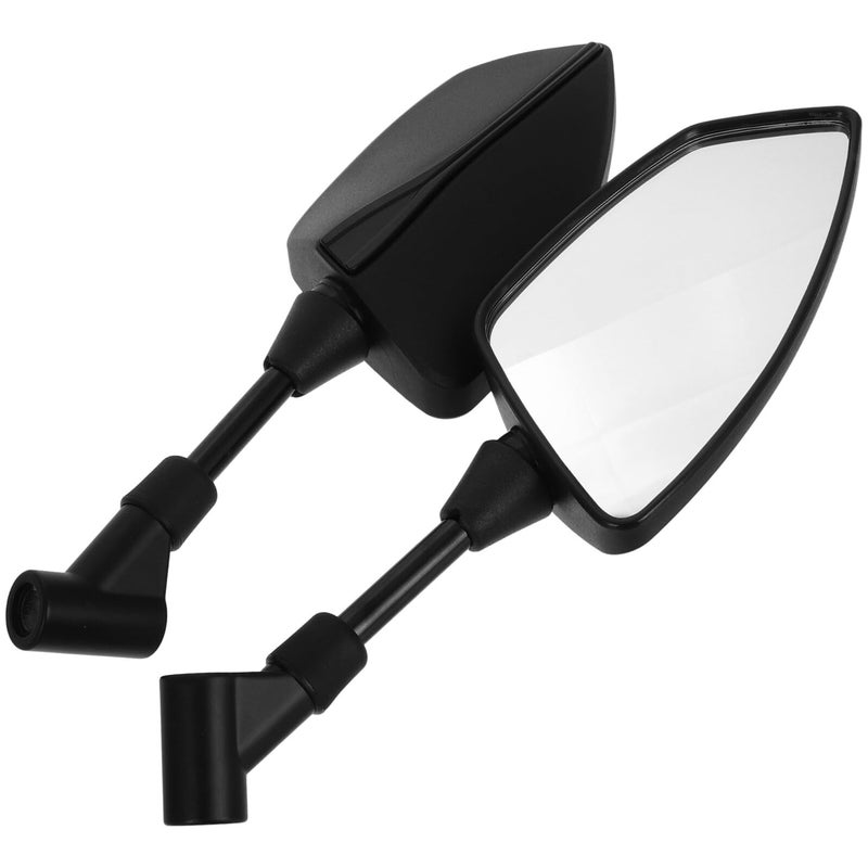 Black Motorcycle Rearview Side Mirrors 2pcs Compatible with Scooter and Electric Bike - Image 2