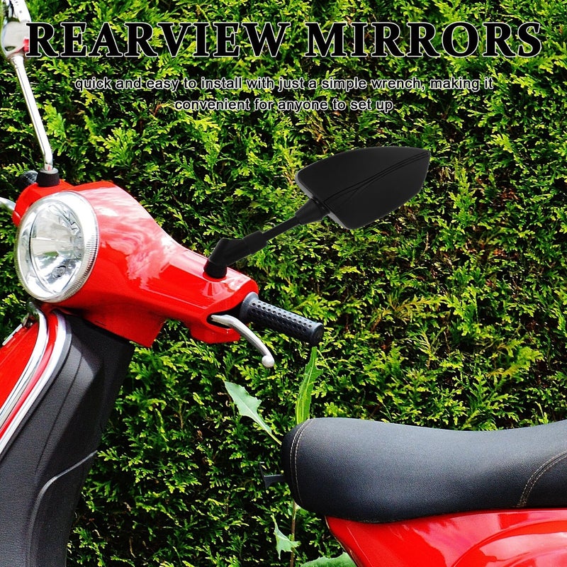 Black Motorcycle Rearview Side Mirrors 2pcs Compatible with Scooter and Electric Bike - Image 5