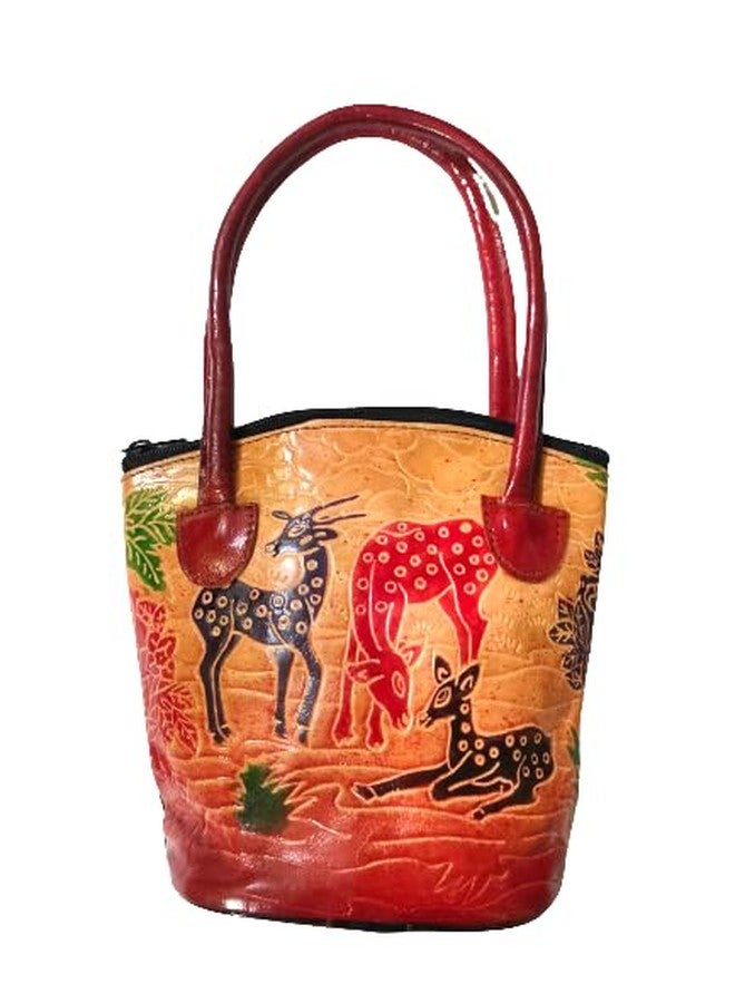 CLASSIQUE Shantiniketan Pure Leather Ethnic Printed Hand Bag Purse Batua (Combo Of 2) - Image 5