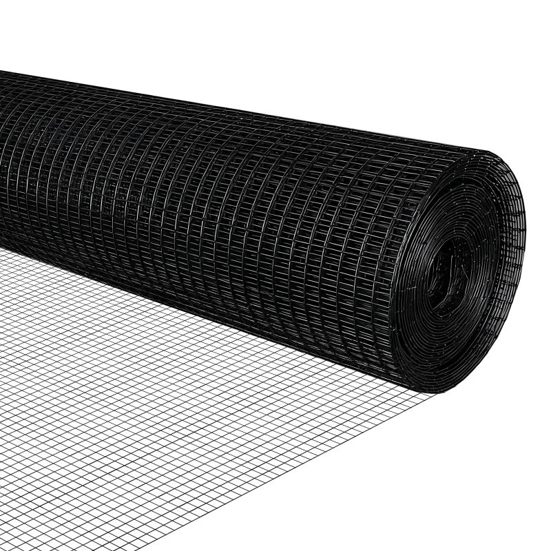 Mycovire شبكة معدنية سوداء 1/2 بوصة 19Ga مغلفة بـ PVC سلكية سياج معدني ملحوم لفات سلك دجاج (1/2 بوصة 16 بوصة × 10 أقدام) - Image 1