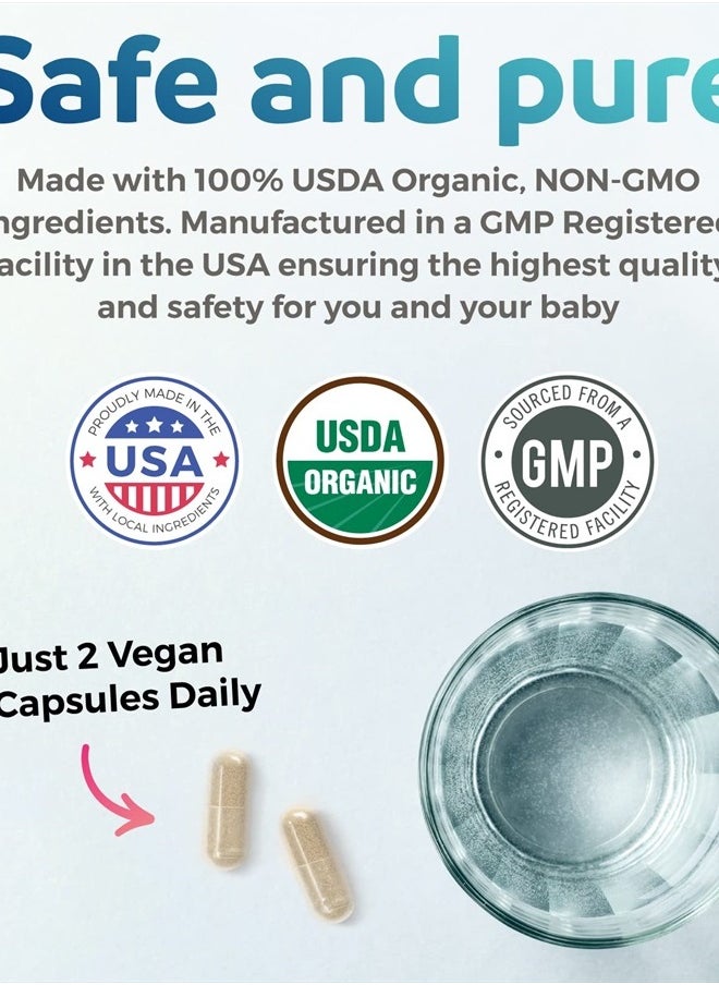 PURE CO - Usda Organic Lactation Supplement Increase Milk Supply With Herbal Breastfeeding Support 60 Vegan Capsules No Pills or Cookies - Image 1