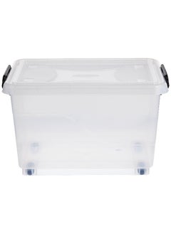 22L Plastic Storage Set of 6 Box with Wheels & Lockable Lid (Transparent)