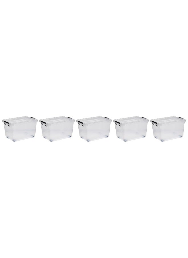 Cosmoplast 22L Plastic Storage Set of 6 Box with Wheels & Lockable Lid (Transparent)  - Image 4