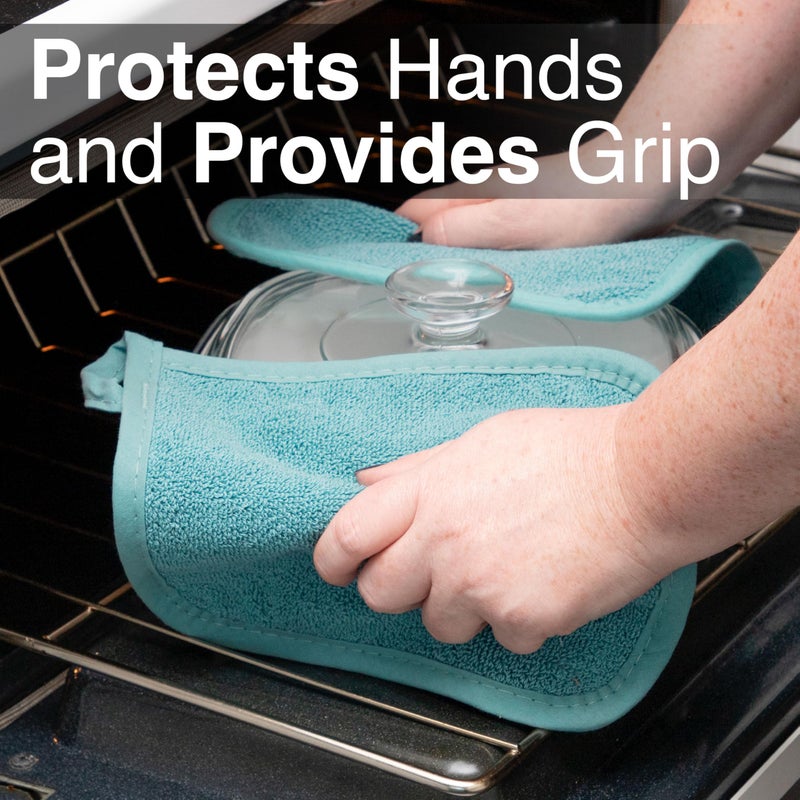 RITZ Terry Potholder & Hot Pad: Unparalleled Heat Resistant, Durable 100% Cotton â€“ Ergonomically Designed for Optimal Grip â€“ Easy-Care Machine Washable â€“ 2-Pack, Dew - Image 5