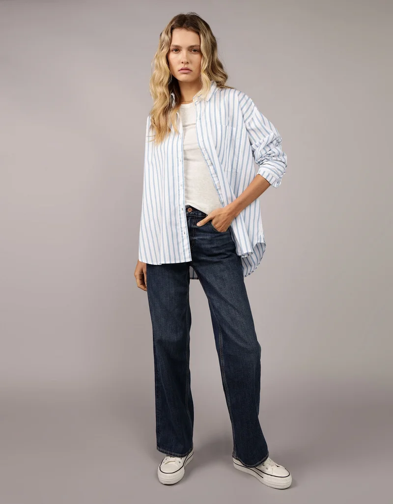 امريكان ايجل Striped Long Sleeve Button Down Shirt