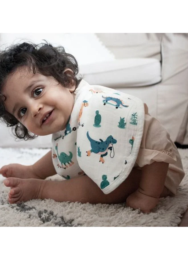 Anvi Baby Set of 3 Organic Bamboo Burp and Bib Cloth Dino Circus