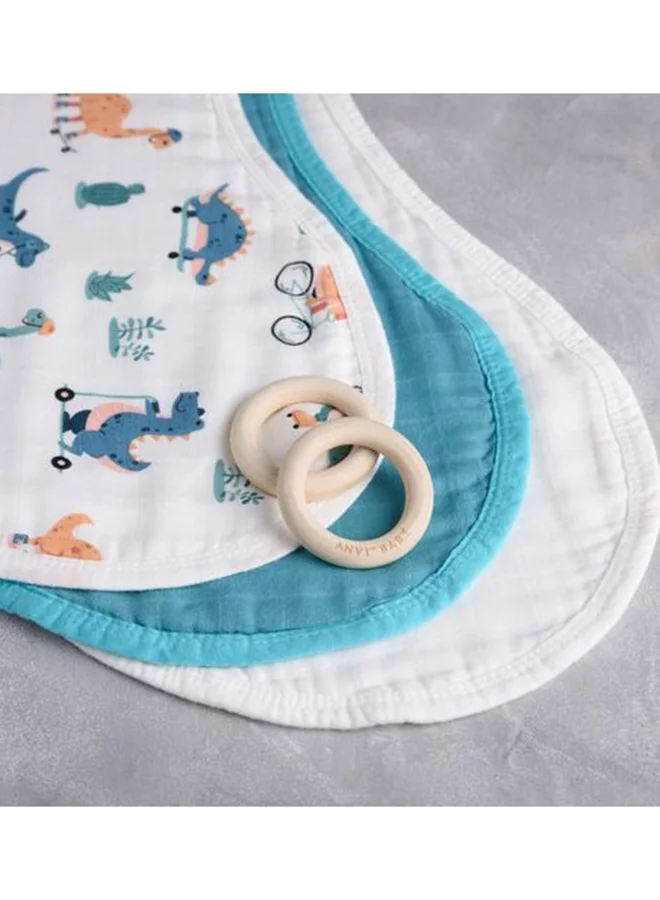 Anvi Baby Set of 3 Organic Bamboo Burp and Bib Cloth Dino Circus