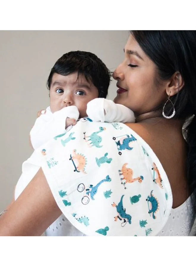 Anvi Baby Set of 3 Organic Bamboo Burp and Bib Cloth Dino Circus