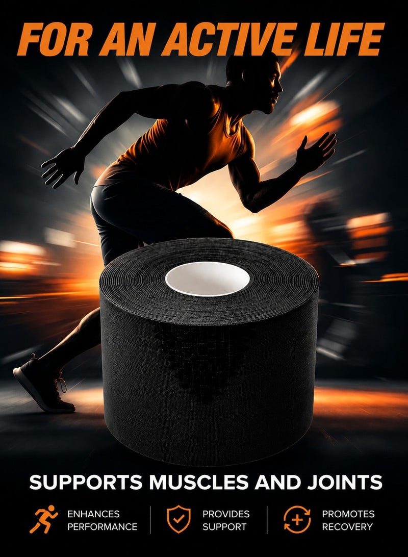 ARNOTEC Kinesiology Tape – Strong Adhesive Sports Tape, Breathable & Stretchable, 5cm×5m, Self-Adherent Wrap for Wrist, Ankle, Elbow, Knee, Shoulder – For Running, Gym, Cycling, Baseball, Lacrosse, Boxing - Image 4