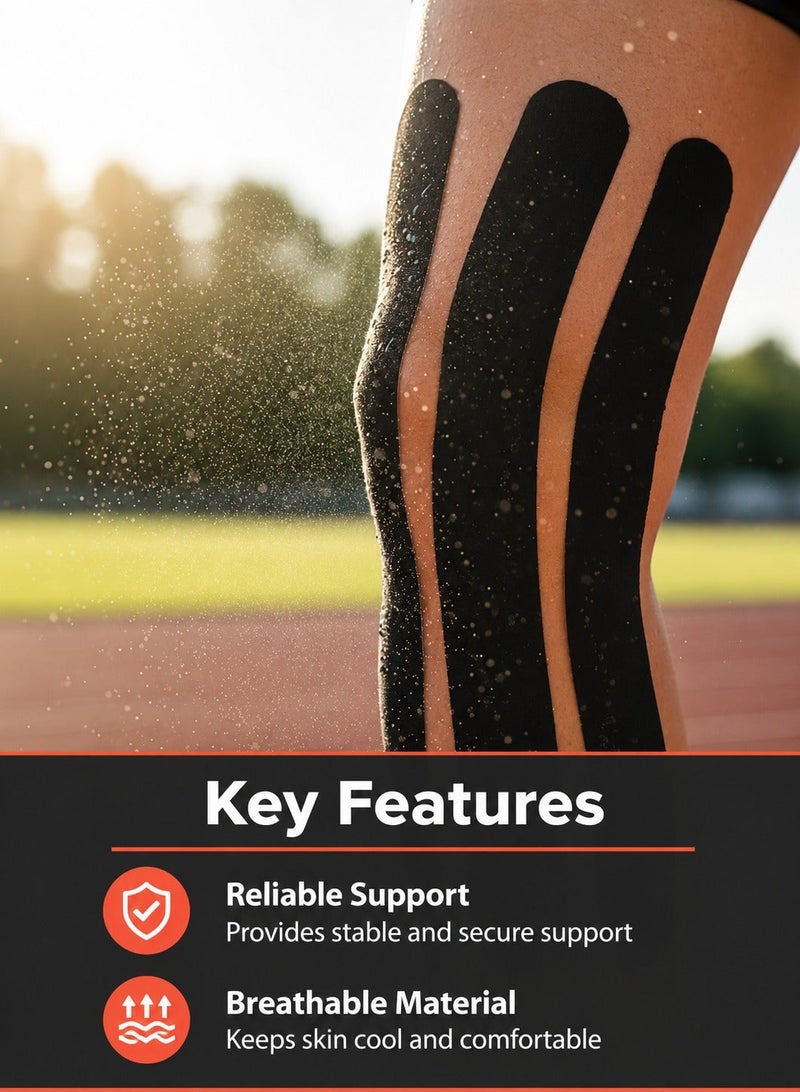 ARNOTEC Kinesiology Tape – Strong Adhesive Sports Tape, Breathable & Stretchable, 5cm×5m, Self-Adherent Wrap for Wrist, Ankle, Elbow, Knee, Shoulder – For Running, Gym, Cycling, Baseball, Lacrosse, Boxing - Image 5