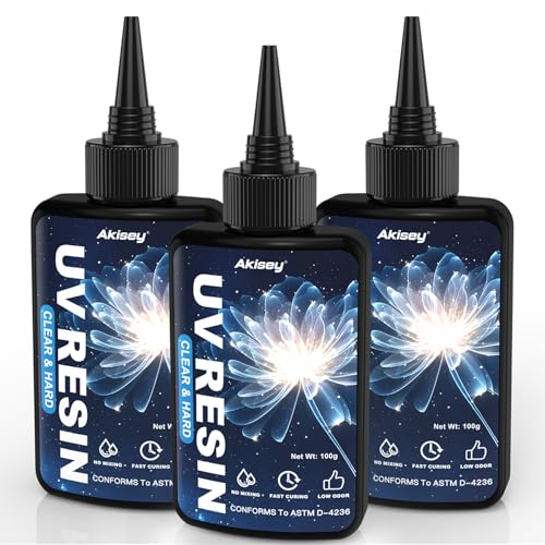 Akisey UV Resin 300g Crystal Clear UV Resin Glue NoYellowing Hard Type Low Viscosity Low Shrinkage Ultraviolet Curing UV Epoxy Resin for Jewelry Making DIY Crafts Casting - Image 1