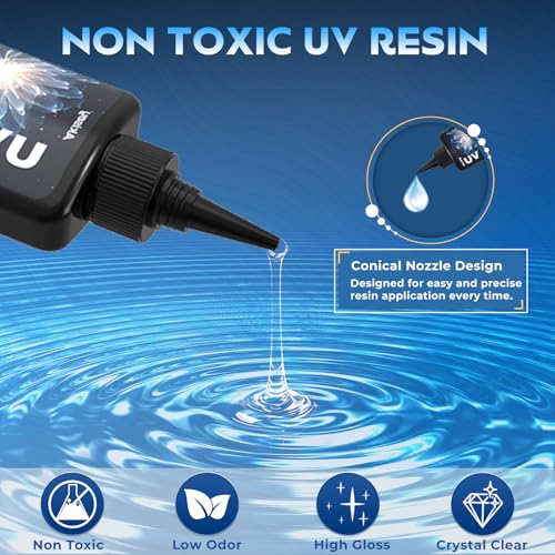 Akisey UV Resin 300g Crystal Clear UV Resin Glue NoYellowing Hard Type Low Viscosity Low Shrinkage Ultraviolet Curing UV Epoxy Resin for Jewelry Making DIY Crafts Casting - Image 3