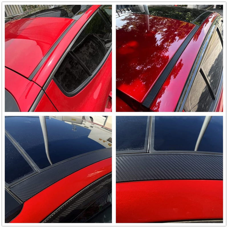 JUIVEEL 4Pcs Carbon Fiber Pattern Car Roof Edge Cover Decals Windshield Protect Cover Trim Compatible with Kia Stinger 20172023 Accessories