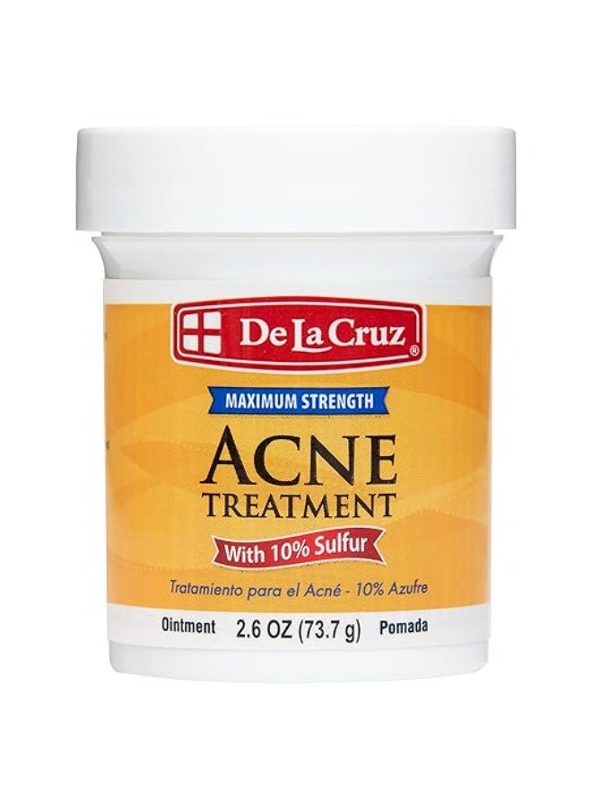 دي لا كروز مرهم دي لا كروز 10% كبريت - علاج حب الشباب الكيسي للوجه والجسم - قناع علاج موضعي يومي لمدة 10 دقائق - علاج هرموني آمن وفعال لحب الشباب يزيل البثور - 2.6 أونصة - Image 1