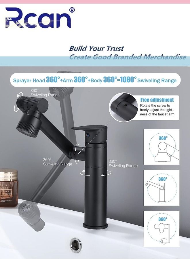 Rcan 1080° Multi-function Universal Swivel Faucet Kitchen Sink Bathroom Basin Hot and Cold Double Control Shower Faucet Adjustable Suitable for Washing Hands Face Hair Vegetables and Bathing - Image 4
