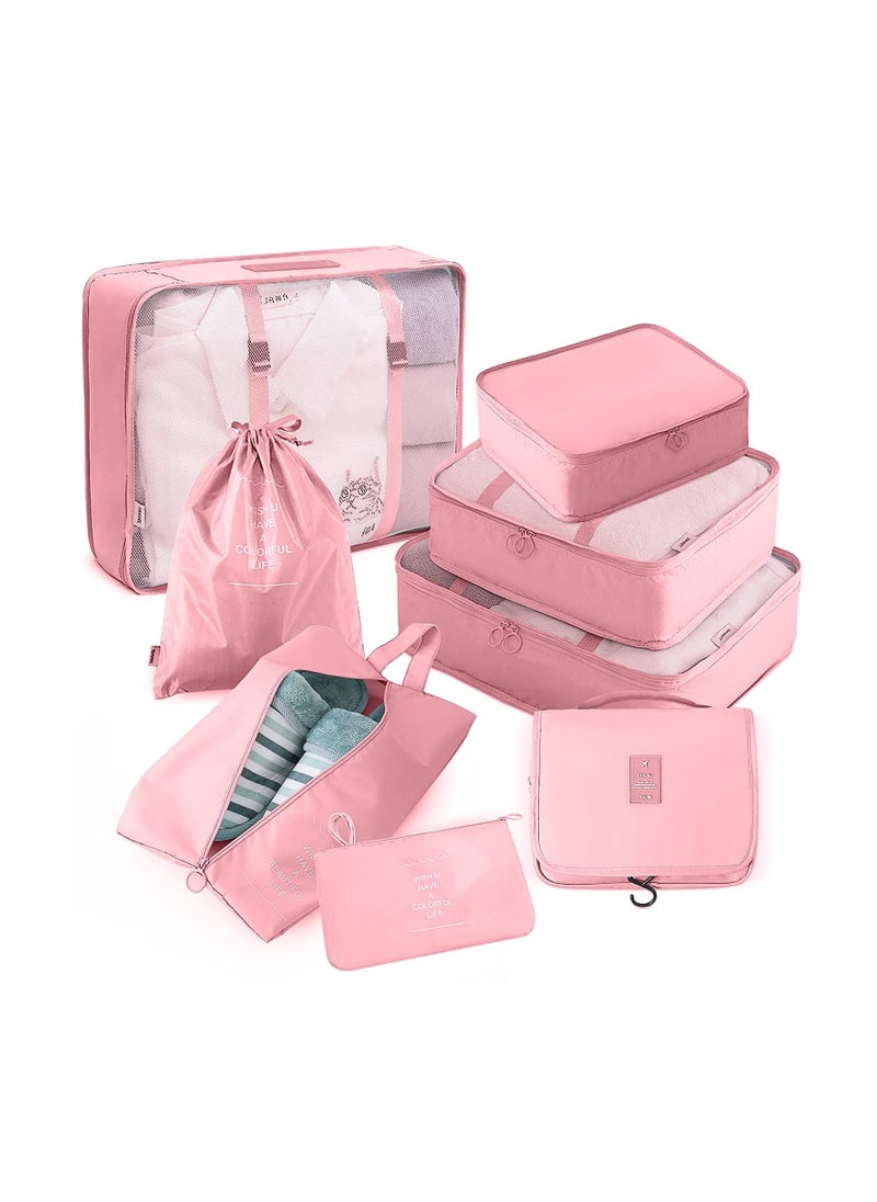 8 Pcs Travel Packing Cubes for Suitcases Lightweight Travel Essential Bag with Toiletries Bag for Clothes Shoes Cosmetics Toiletries, For 18-32'' luggage (Pink) - pzsku/Z1AC264396166A336913FZ/45/_/1662990928/fb9c317f-f24e-4e0d-bb7f-5cfda0405a4a