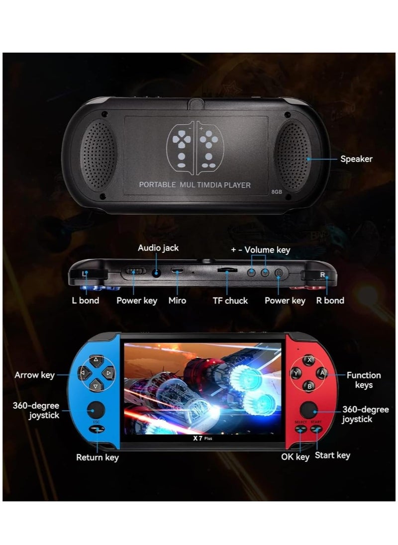 BORTONY - X7 Plus 8GB RAM 5.1-inch Build-in 1000+ Games Connect with TV Wireless Handheld Retro Double Rocker Video Game Console - Image 1