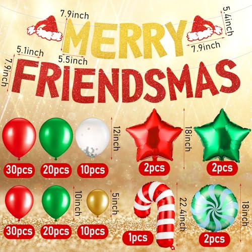 Seematn 128 PCS Merry Friendsmas Party Decorations Friends Celebrate Banner Balloons Friends Themed Christmas Garland Bunting Decorations Supplies for Xmas Holiday Party - Image 5