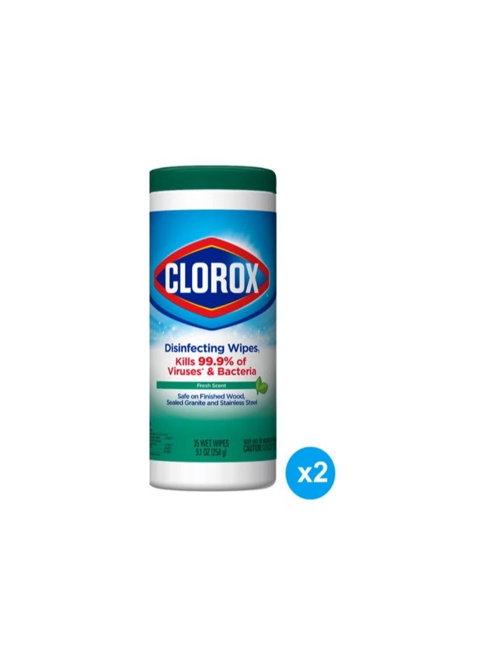 Clorox Fresh Scent Disinfecting Wipes - 2 Packs x 35 Wipes, 70 Counts - Image 2