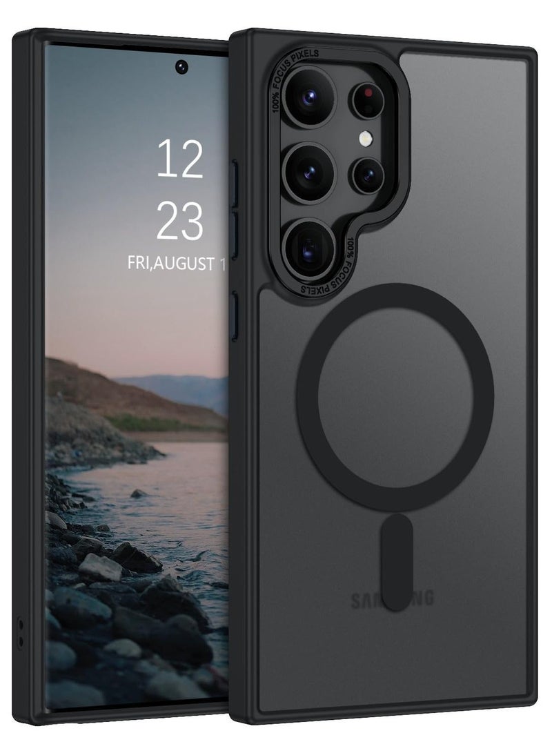 TEAM LUXURY for Samsung S24 Ultra Case, Compatible with MagSafe, Magnetic Translucent Matte Back Shockproof Cover with Strong Magnet, Slim Thin Full Protection Phone Case for Galaxy S24 Ultra 5G (Black)  - Image 1