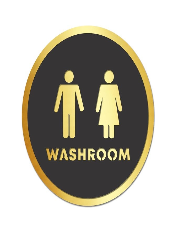 Berrybox Washroom Sign Board Black Gold | Toilet Sticker for Glass Door | Acrylic Self Adhesive Bathroom Signage for Office Shop Hotel Restaurant Mall School Hospital - Image 1
