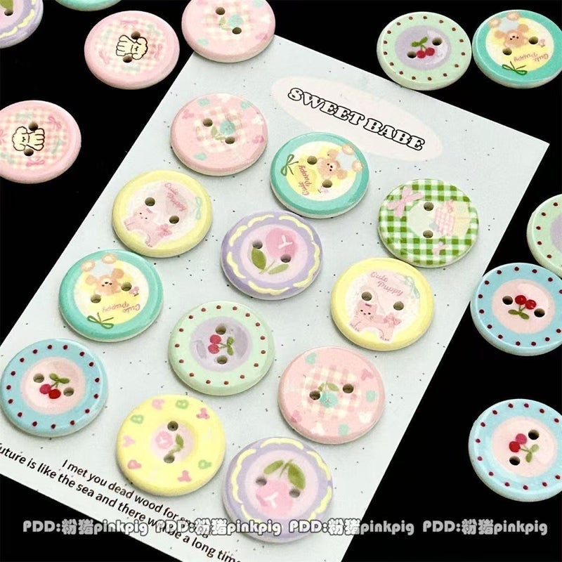 High-Quality DIY Retro Plaid Decorative Heart Buttons for Journaling Material, Button Accessories, Irregular Mixed Large Buttons - Image 4