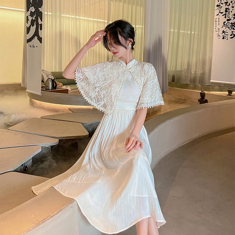 Summer 2025 Elegant Annual Meeting Wedding Shawl Cardigan Chinese Style Lace Thin Cheongsam Poncho Shawl Jacket - Image 3