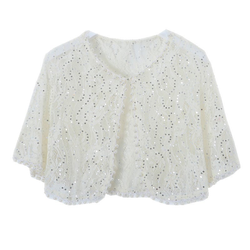 Summer 2025 Elegant Annual Meeting Wedding Shawl Cardigan Chinese Style Lace Thin Cheongsam Poncho Shawl Jacket - Image 5