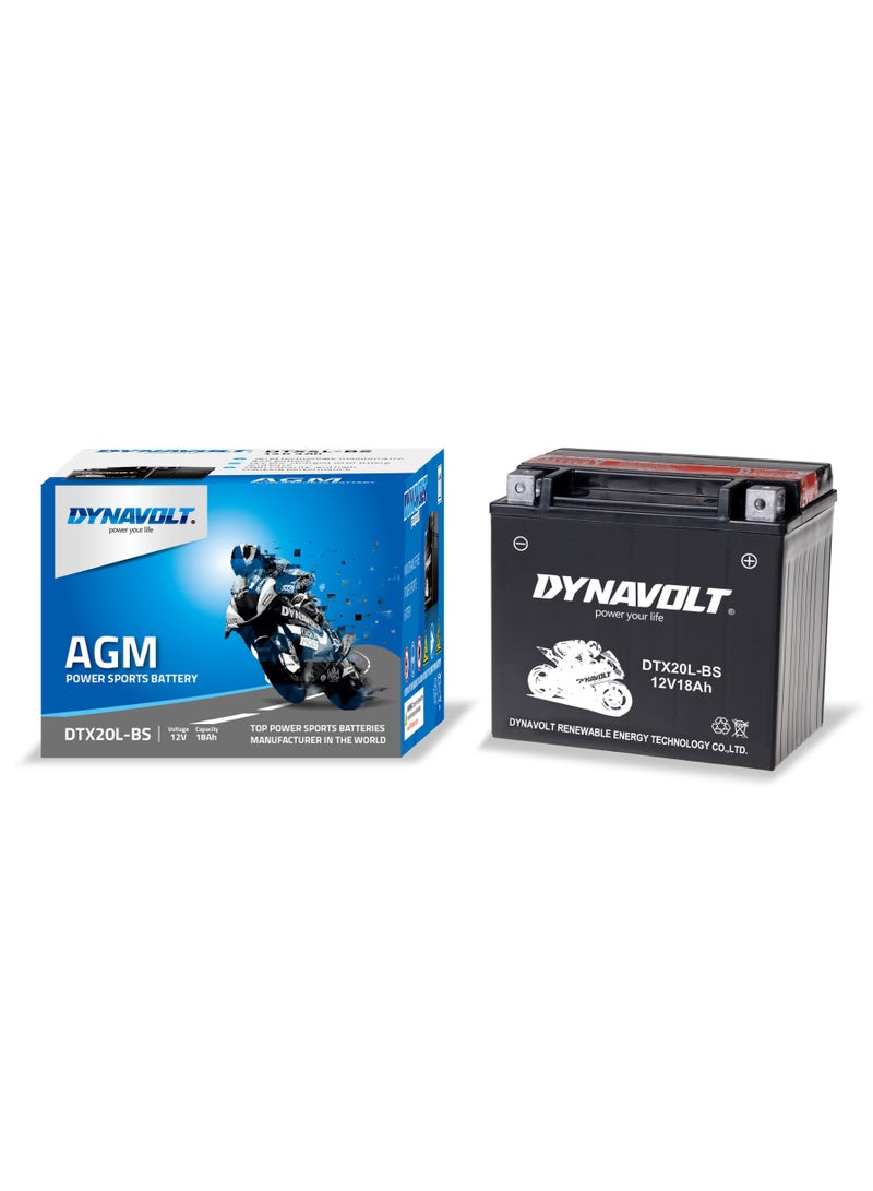 Motorcycle Battery DTX20L-BS (YTX20L-BS) Maintenance Free Dry Charged Battery With Acid Pack 12V-18Ah