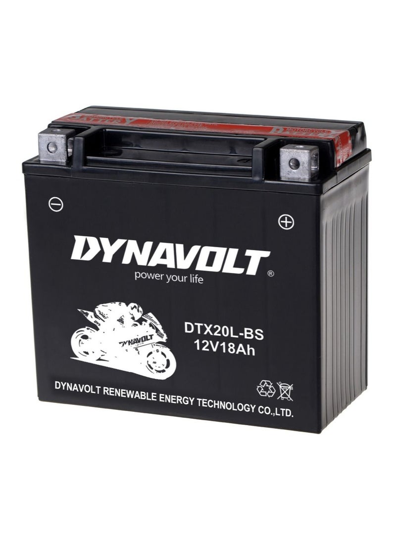 Motorcycle Battery DTX20L-BS (YTX20L-BS) Maintenance Free Dry Charged Battery With Acid Pack 12V-18Ah