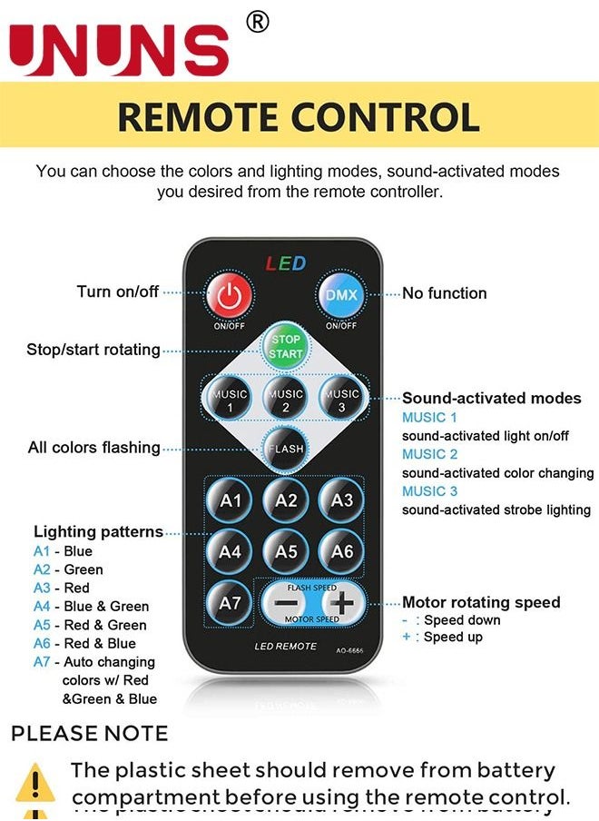 UNUNS LED Magic Ball Light,7 LED Colors Effect Light Projector With Remote Control And Sound Activated,Disco Lights Party Lights For Gift Club Birthday  - Image 4