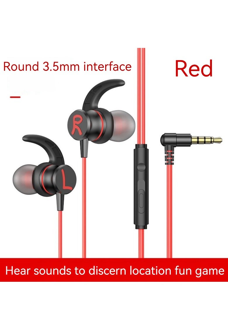 L-shaped Elbow Professional Gaming Headset Wired In-ear High-quality Call Headset Red  - Image 1