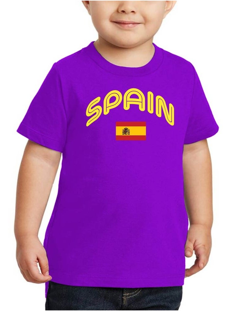 Generic - Spain Kids T-Shirt for Boys - Round Neck Short Sleeve Cotton T-Shirt - Soft and Comfortable Kids Boys Tshirt - Perfect for Spanish Souvenirs - Image 1