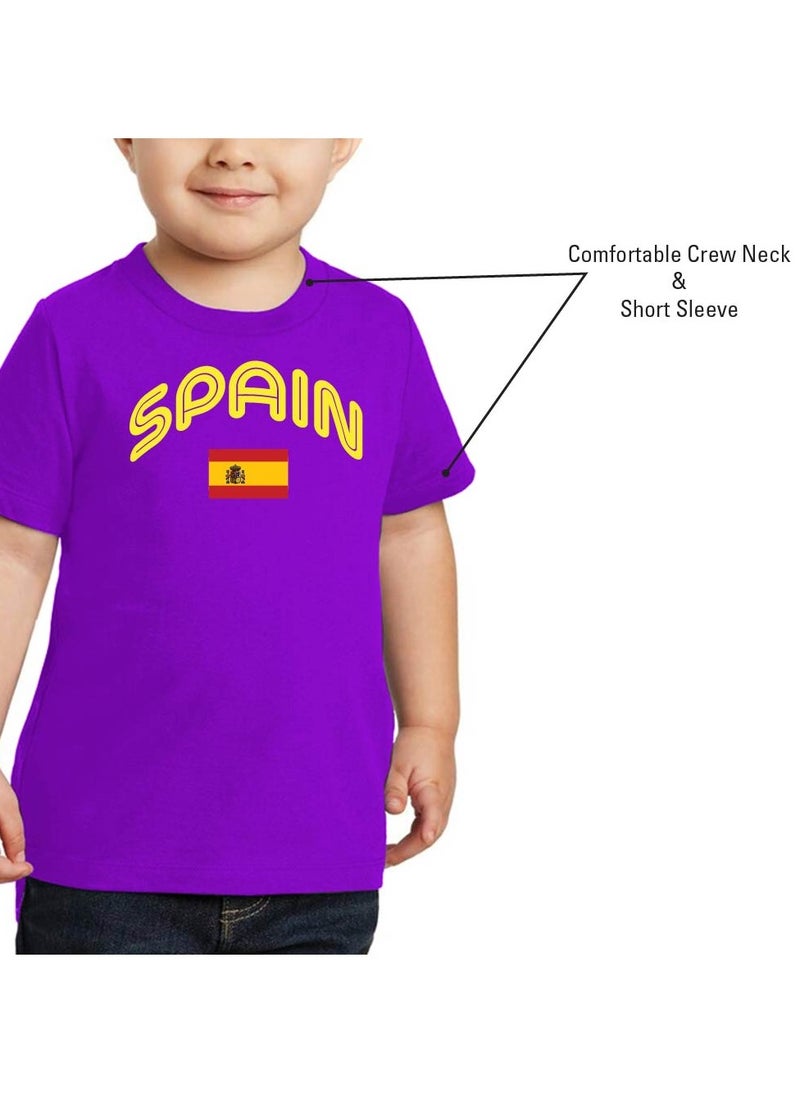 Generic - Spain Kids T-Shirt for Boys - Round Neck Short Sleeve Cotton T-Shirt - Soft and Comfortable Kids Boys Tshirt - Perfect for Spanish Souvenirs - Image 1