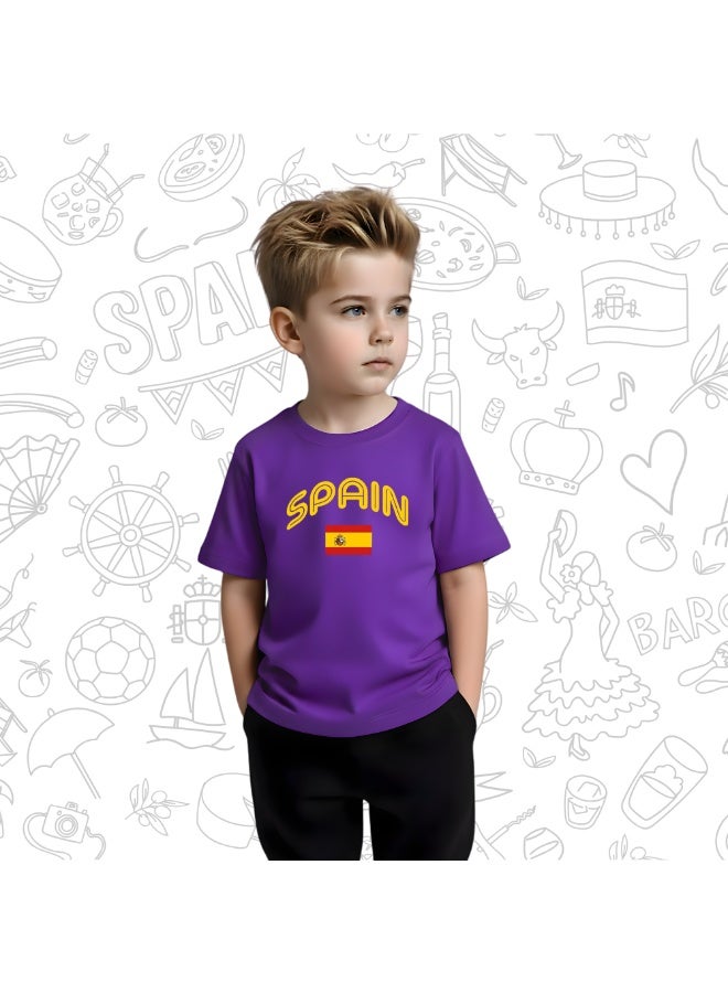 Spain Kids T-Shirt for Boys - Round Neck Short Sleeve Cotton T-Shirt - Soft and Comfortable Kids Boys Tshirt - Perfect for Spanish Souvenirs - Image 3