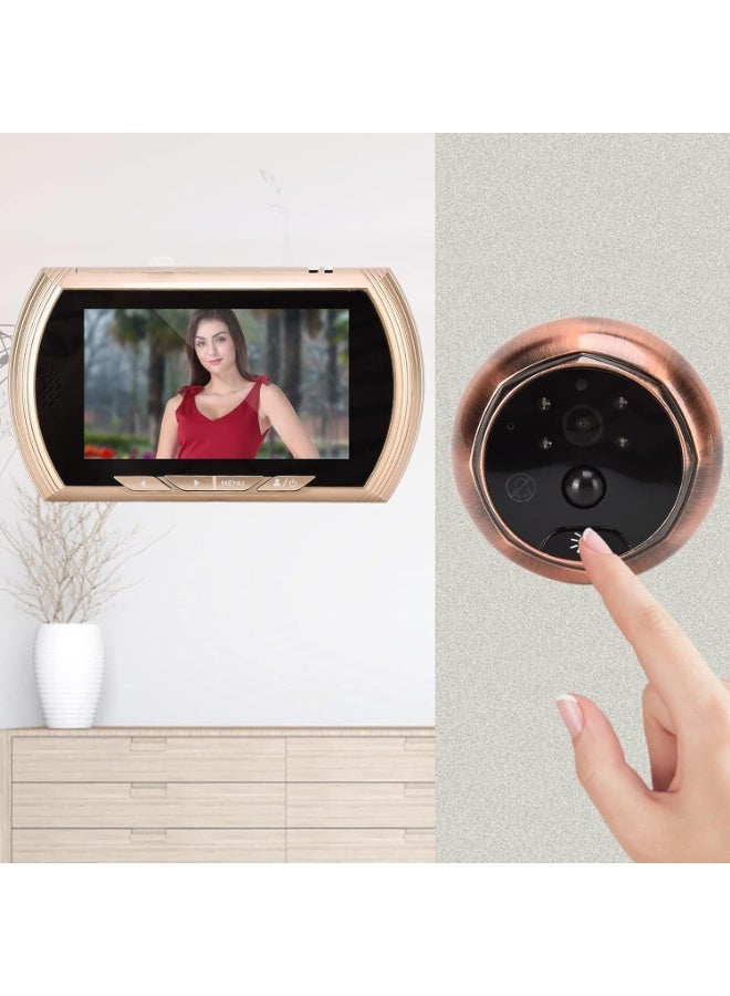Digital Peephole Camera – 4.5-Inch LCD Screen, Video Doorbell, Wide 170° Angle, PIR Motion Detection, Night Vision, Home Security System (Gold) - Image 3